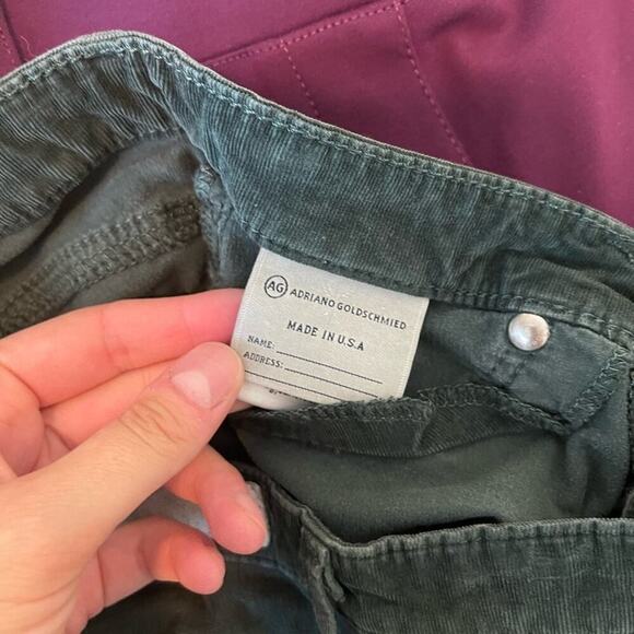 AG Adriano Goldschmied Velvet Dark Green Corduroy Jeans 25 - Picture 7 of 8